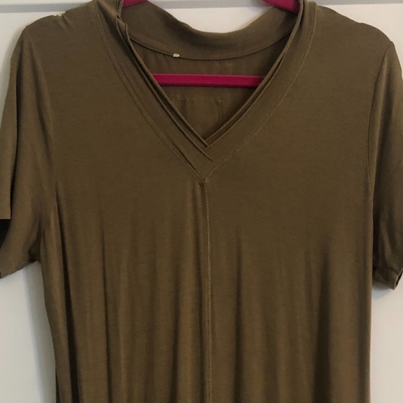 Army green maxi T-SHIRT DRESS - Picture 3 of 5